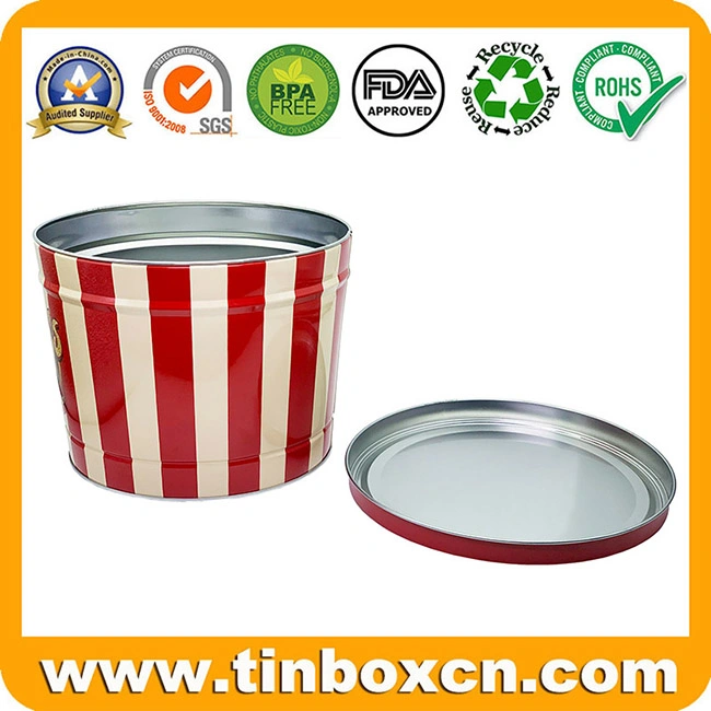 Empty 2 Gallon Metal Popcorn Tin with Lid for Christams Holiday