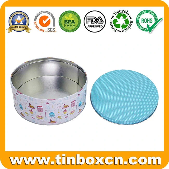 Custom Large Metal Food Can Storage Box Round Cake Bread Bakery Tin for Bake Packaging Container