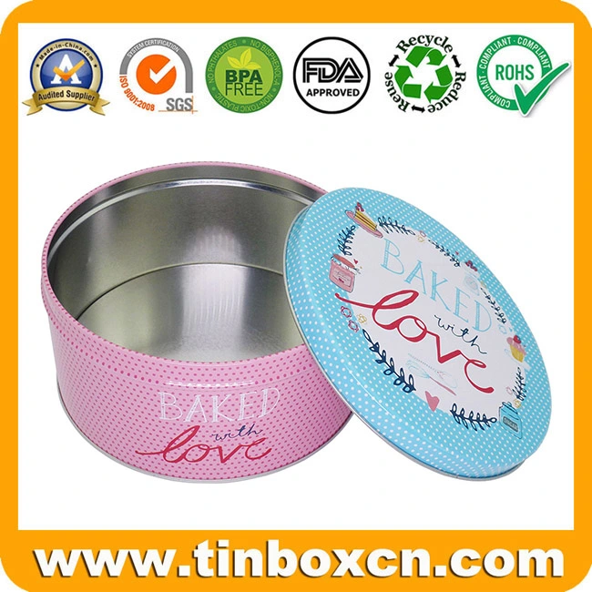 Food Grade Customized Large Round Can Packaging Box Cookies Biscuits Baked Cake Metal Bake Tin