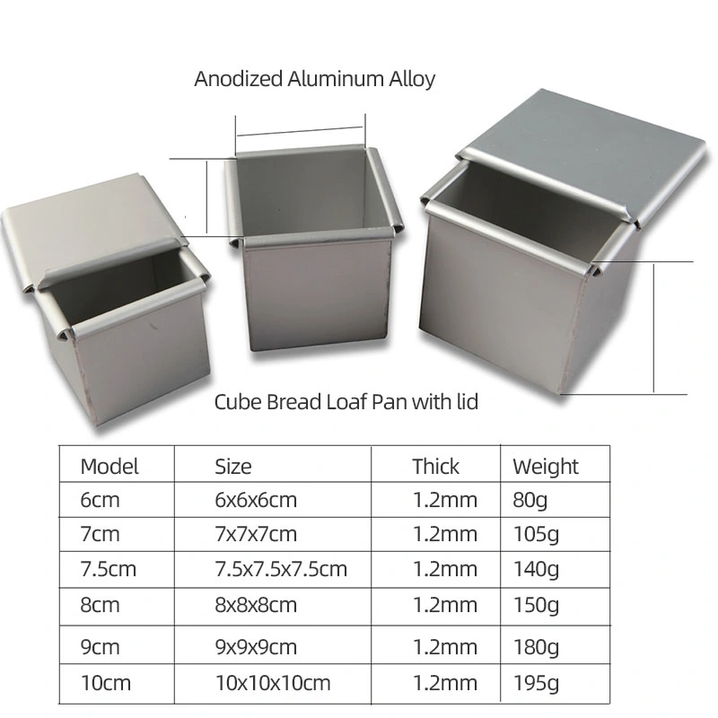 Perforated Aluminium Mini Square Cube Pullman Loaf Tin Toast Sandwich Bread Cake Baking Tin with Lid