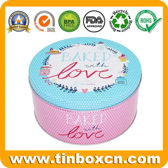 Food Grade Customized Large Round Can Packaging Box Cookies Biscuits Baked Cake Metal Bake Tin