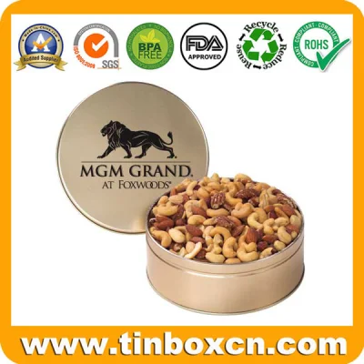 Empty Custom Candy and Nut Mixed Metal Promotional Gift Tin