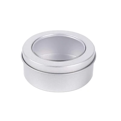Portable Mini Small Empty Silver Metal Tin Box with Hinged Lid