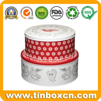 Customize Metal Gift Box Packaging Round Cake Tins for Food Storage