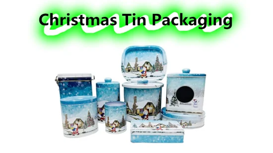 Factory Custom Tinplate Packaging Small Round Box Christmas Metal Tin Can for Candy Chocolate Biscuit